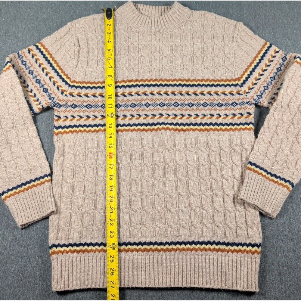 Vtg Fair Isle Knit LORD JEFF Sweater Mens M Beige Blue Wintuk Orlon USA Stripes - Picture 5 of 7